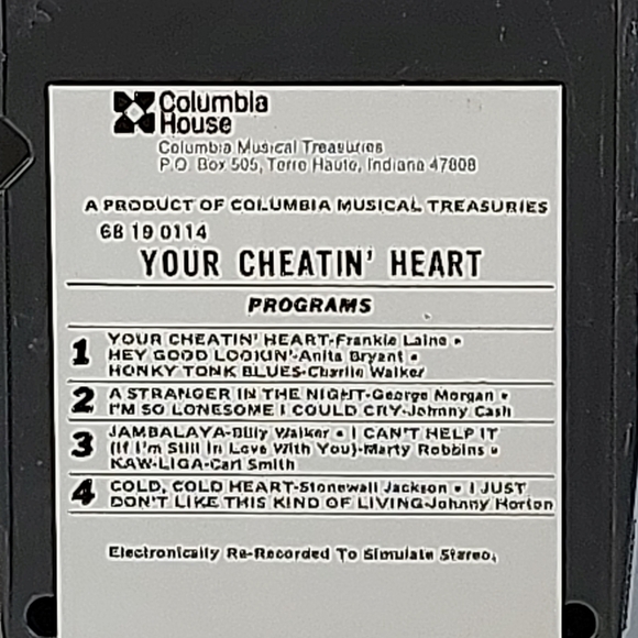 Columbia House 8-Track Tape by Hank Williams Your Cheating Heart - Picture 4 of 4